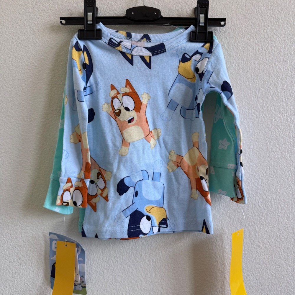 Bluey Bingo Pajama Tops 2-Pack Kids 18M Blue Mint Long Sleeve Cotton QF161KLLTG
